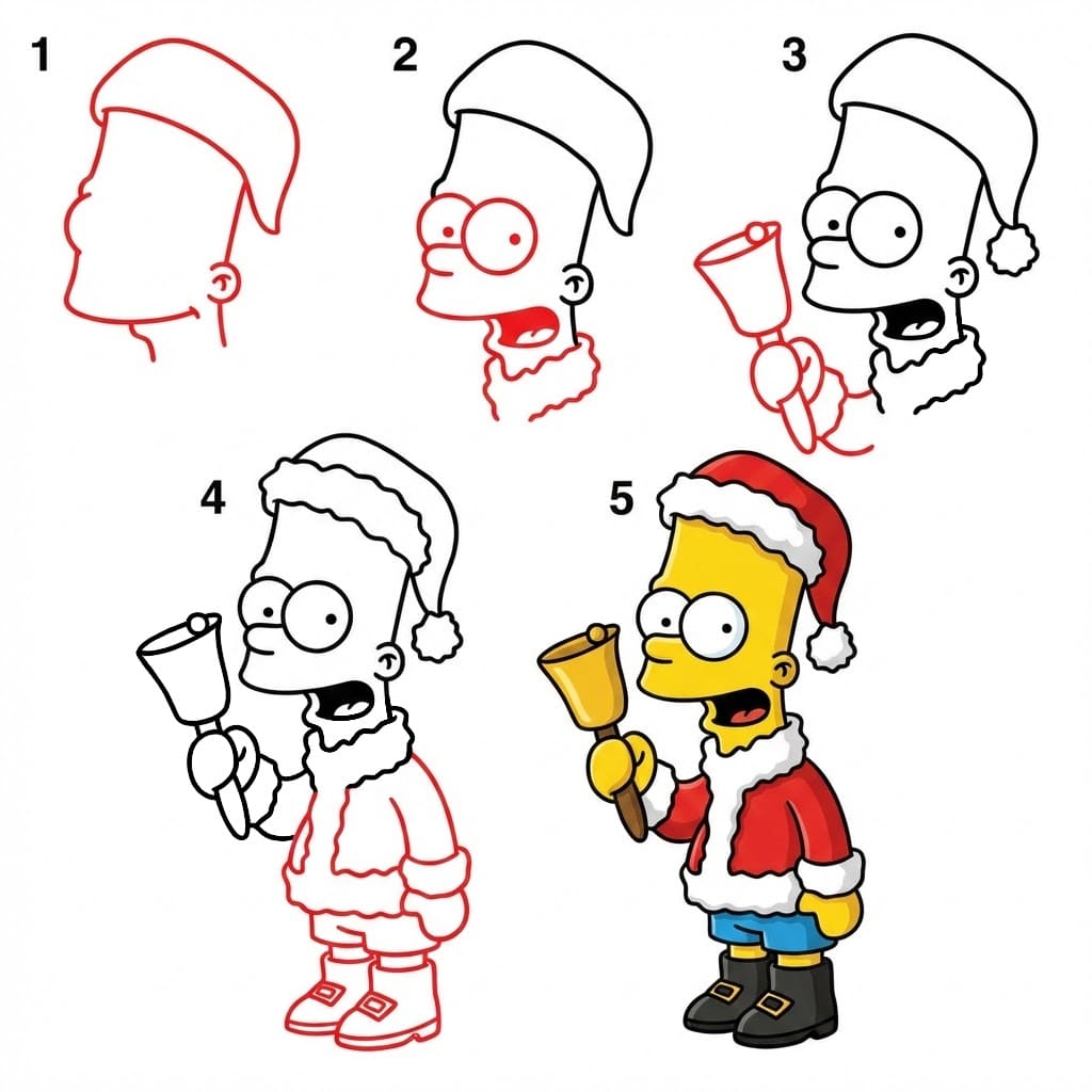 Bart Simpson an Weihnachten zeichnen ideen
