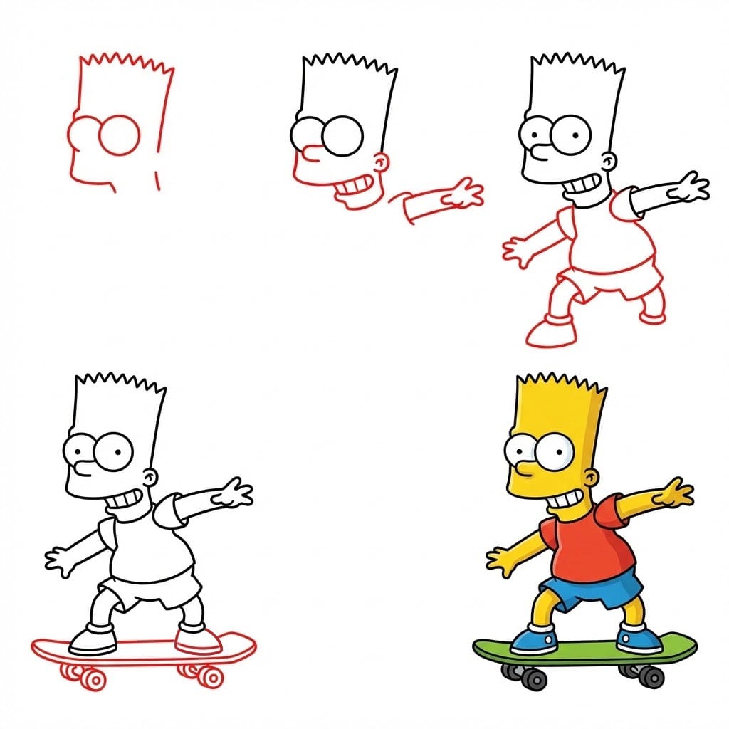 Bart Simpson ist glücklich zeichnen ideen