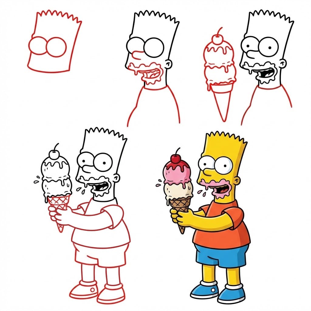 Bart Simpson mit Eis zeichnen ideen