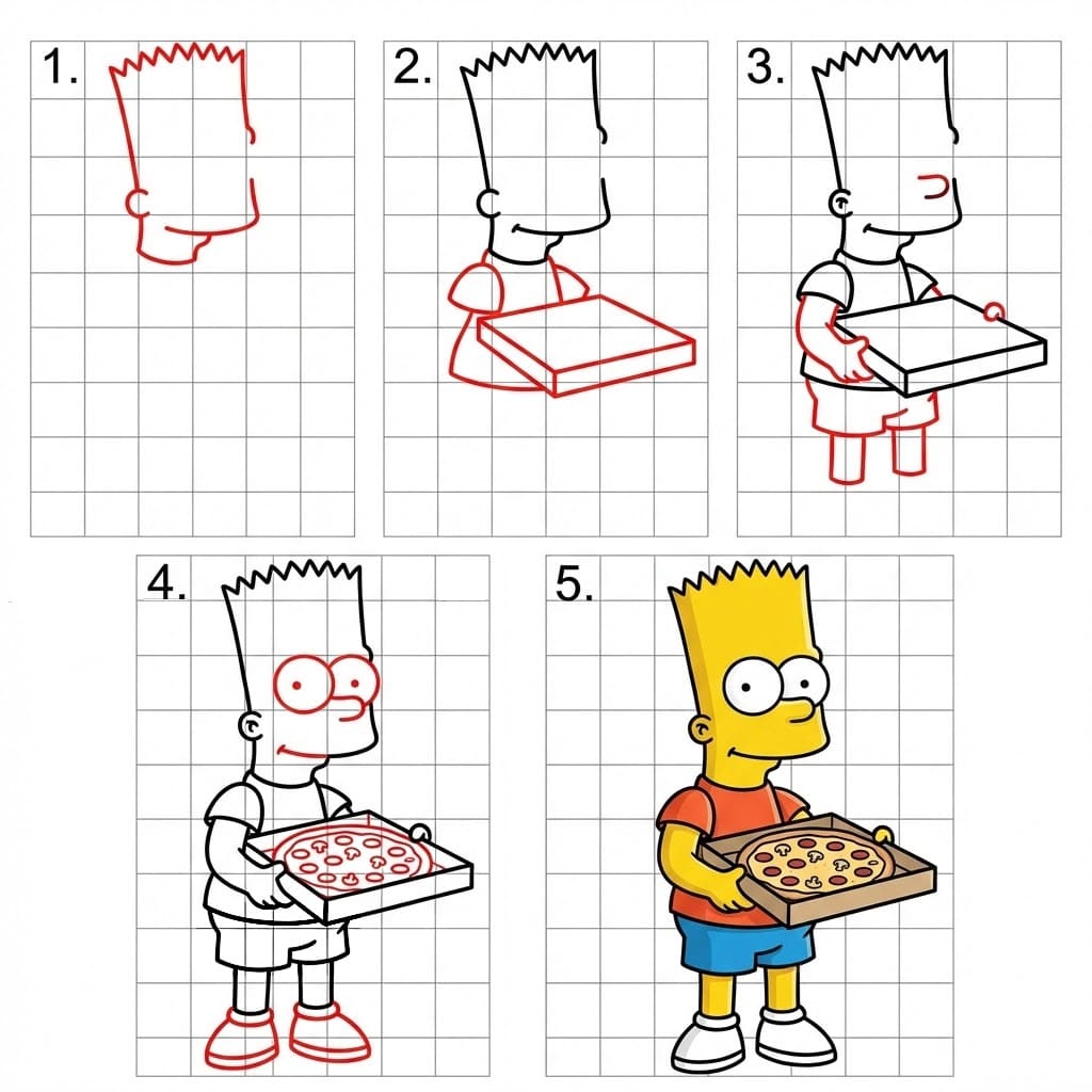 Bart Simpson mit Pizza zeichnen ideen