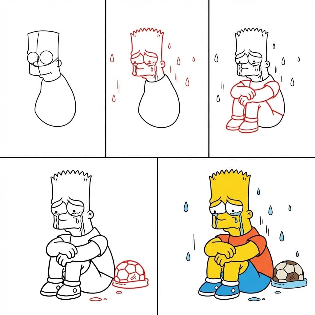 Zeichnen Lernen Bart Simpson weint