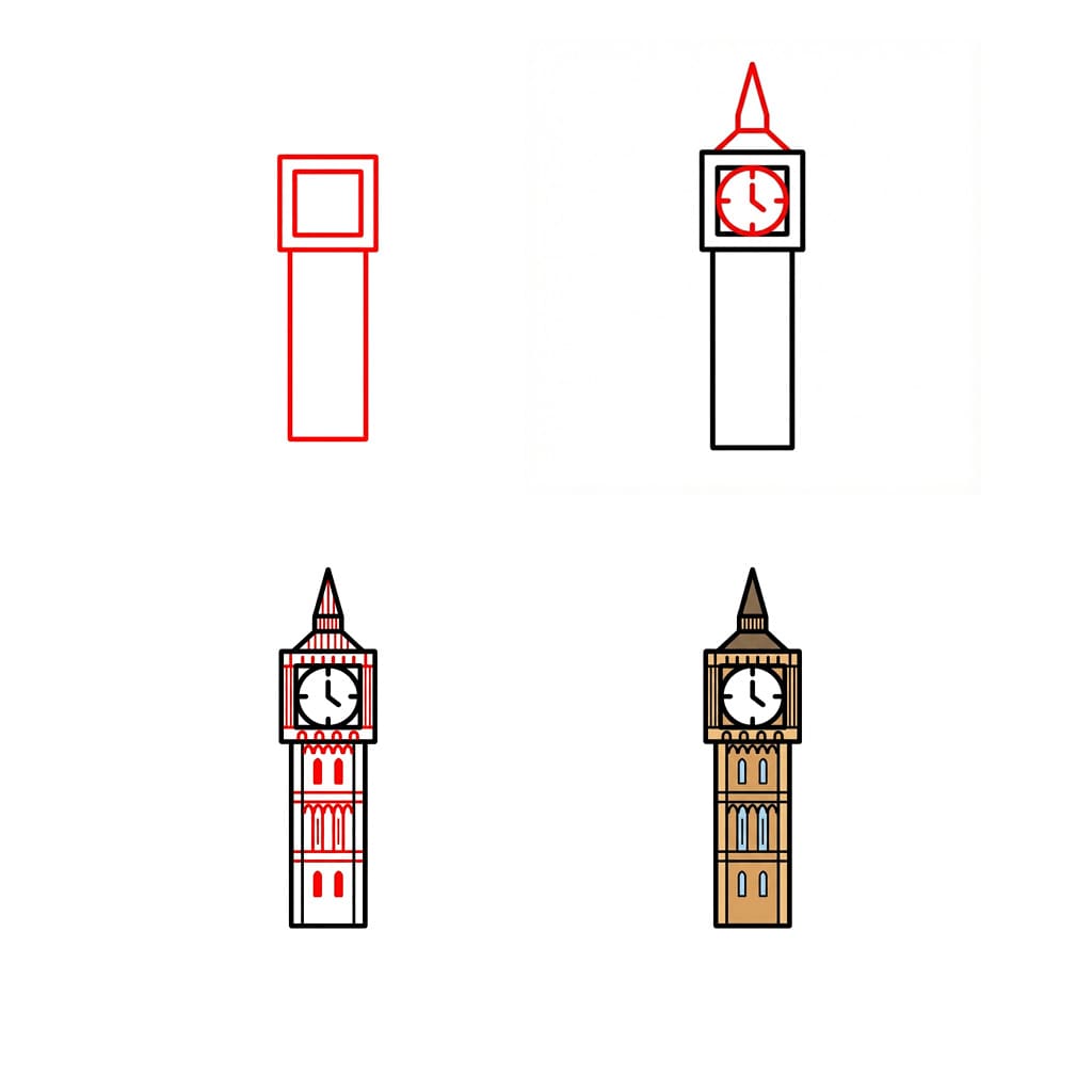 Big Ben Vorderseite zeichnen ideen