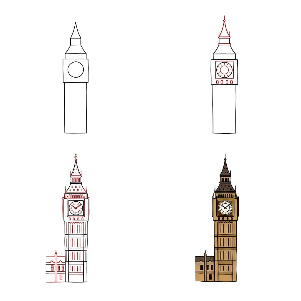 Big Ben Wahrzeichen Ansicht zeichnen ideen
