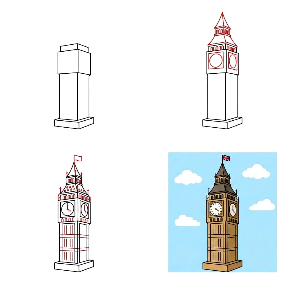 Der berühmte Big Ben zeichnen ideen