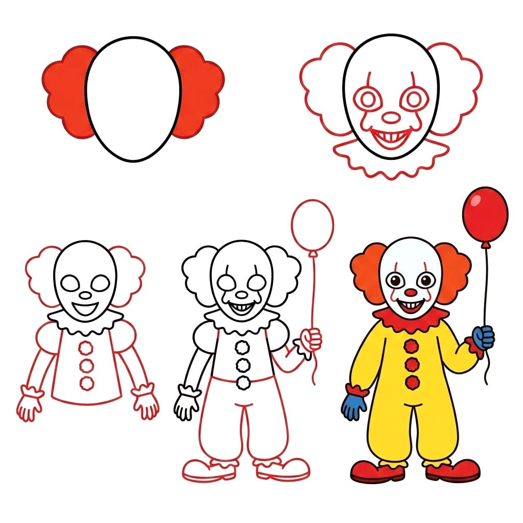 Pennywise als Cartoon zeichnen ideen