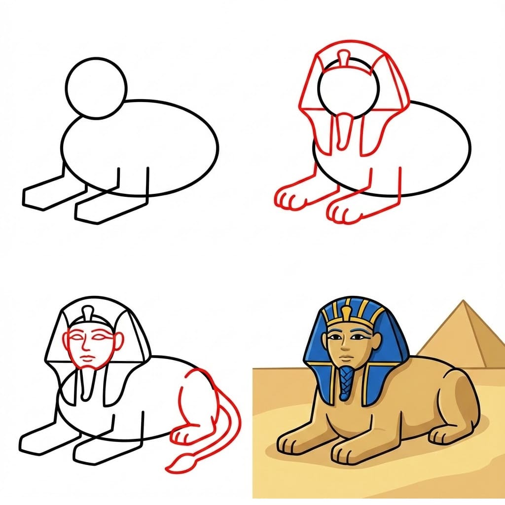 Sphinx Gesicht zeichnen ideen