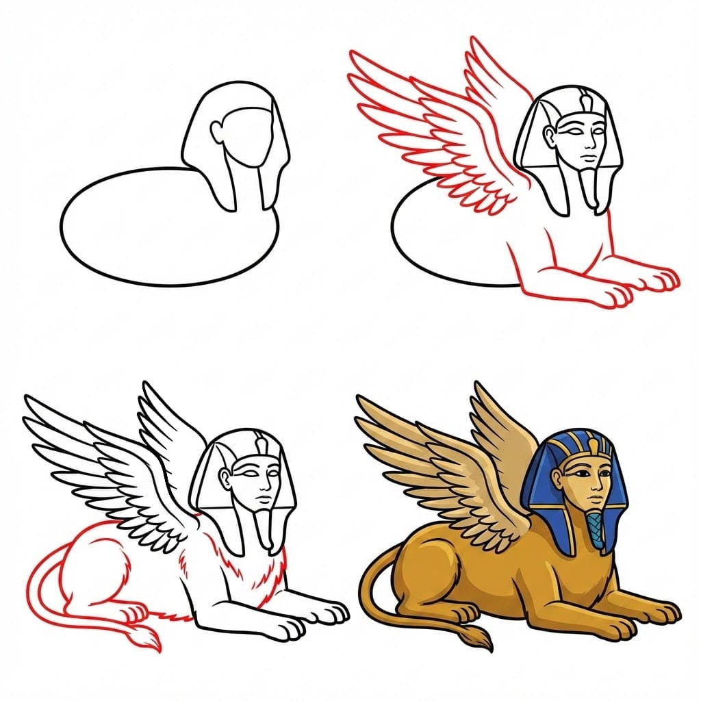 Sphinx zum Ausdrucken zeichnen ideen