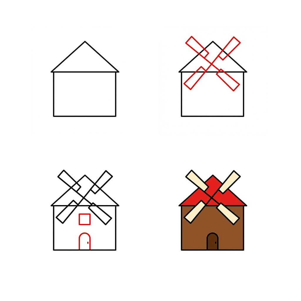 Eine einfache Windmühle zeichnen ideen