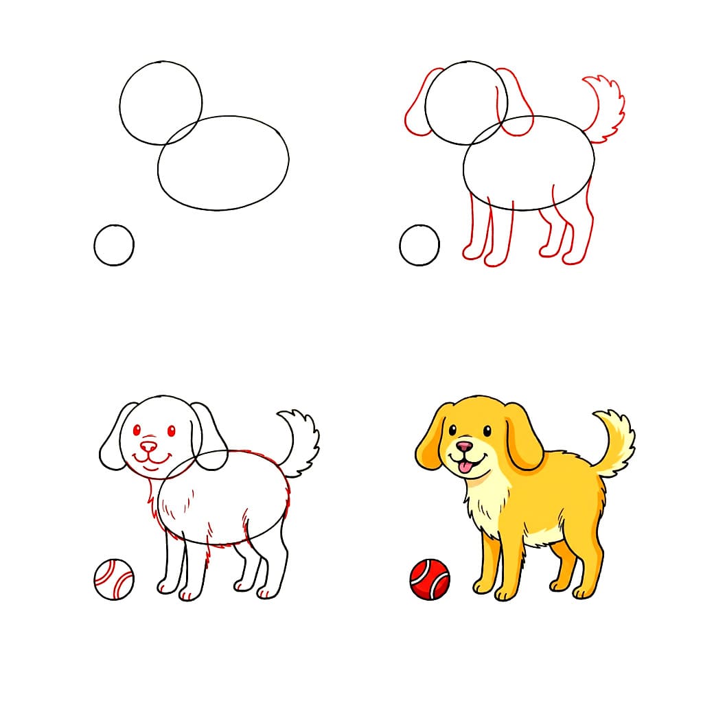 Golden Retriever mit Ball zeichnen ideen