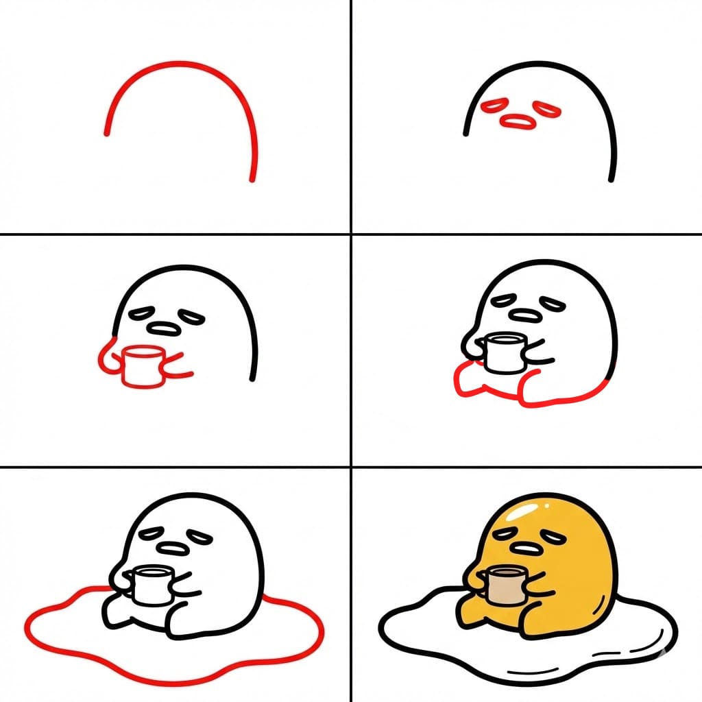 Gudetama mit Kaffee zeichnen ideen
