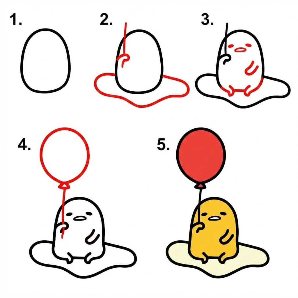 Gudetama und der Ballon zeichnen ideen