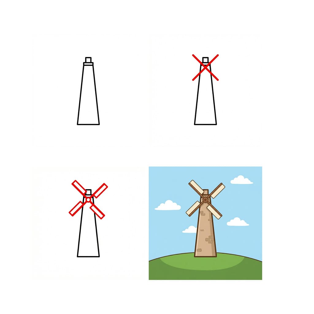 Hohe Windmühle kostenlos zeichnen ideen