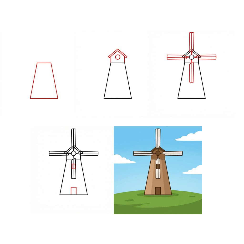 Hohe Windmühle zeichnen ideen