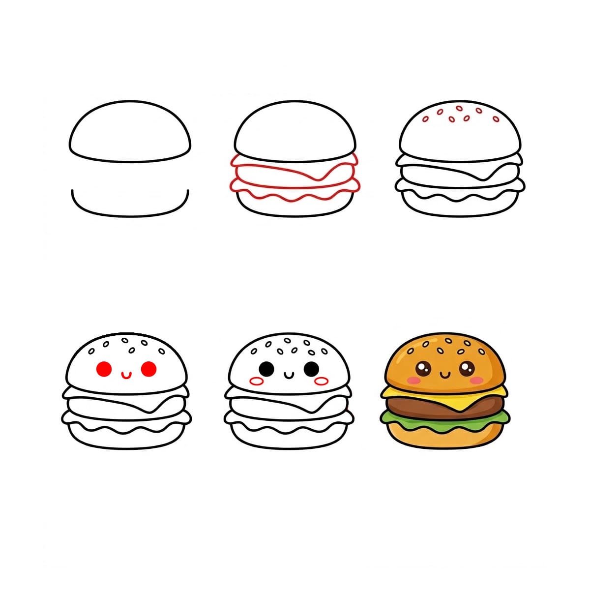 Hamburger Kawaii zeichnen ideen