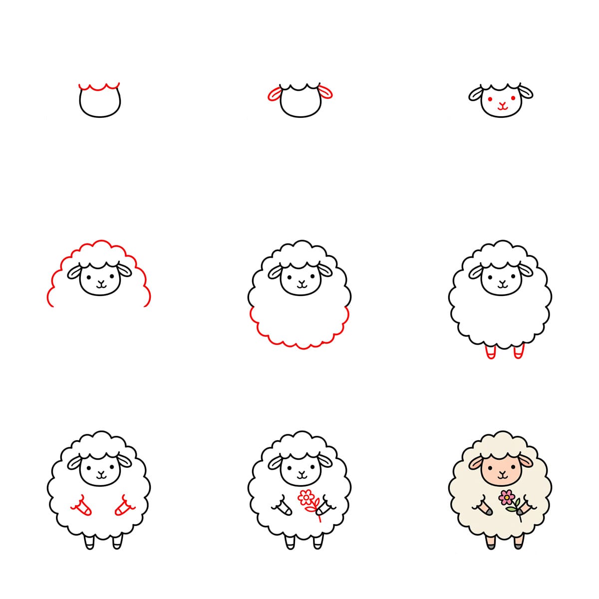 Lamm mit Blume zeichnen ideen