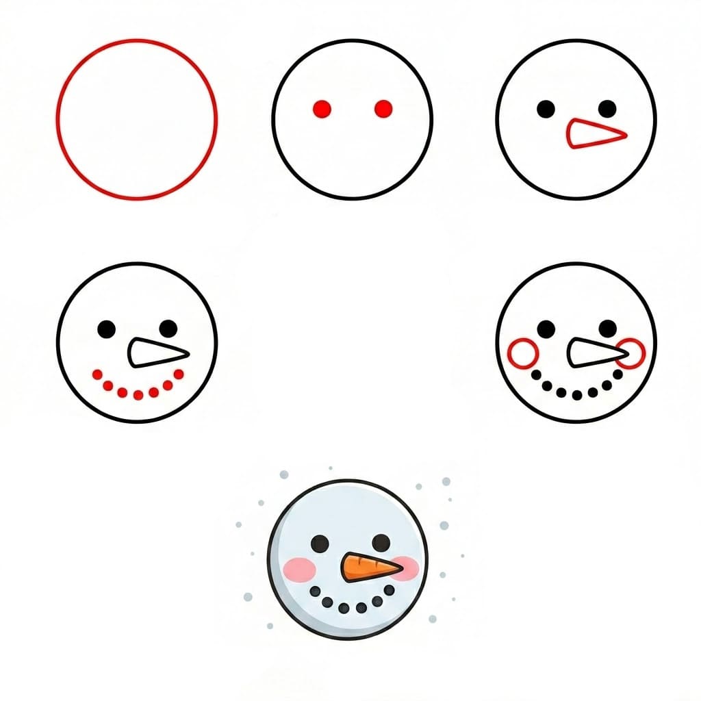 Niedliches Schneemann Gesicht zeichnen ideen