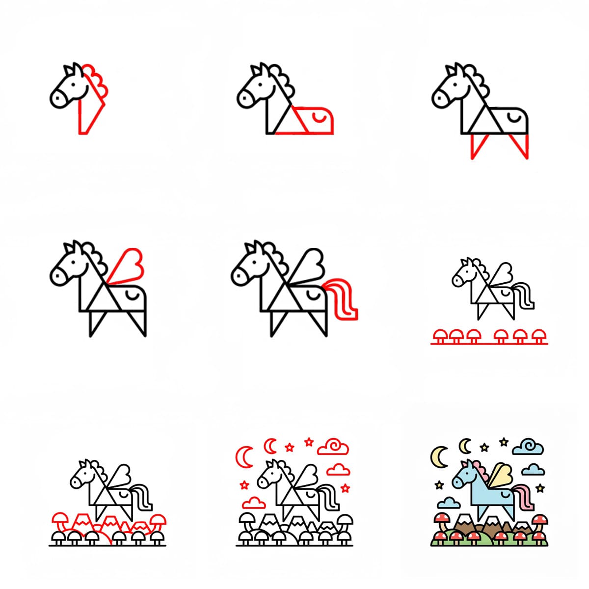 Pegasus im Zauberland zeichnen ideen