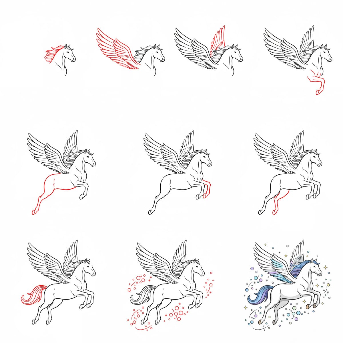 Pegasus und Funkeln zeichnen ideen