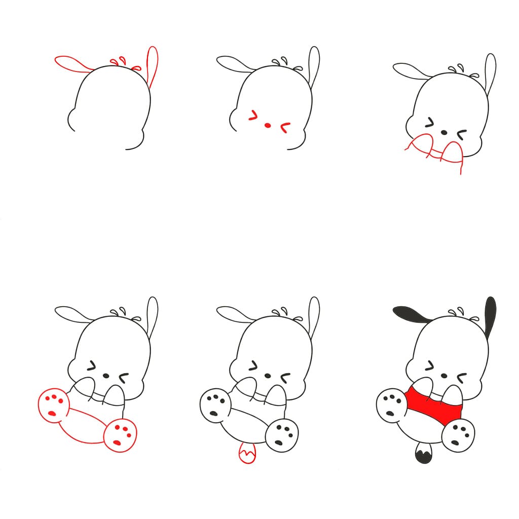 Pochacco glücklich zeichnen ideen