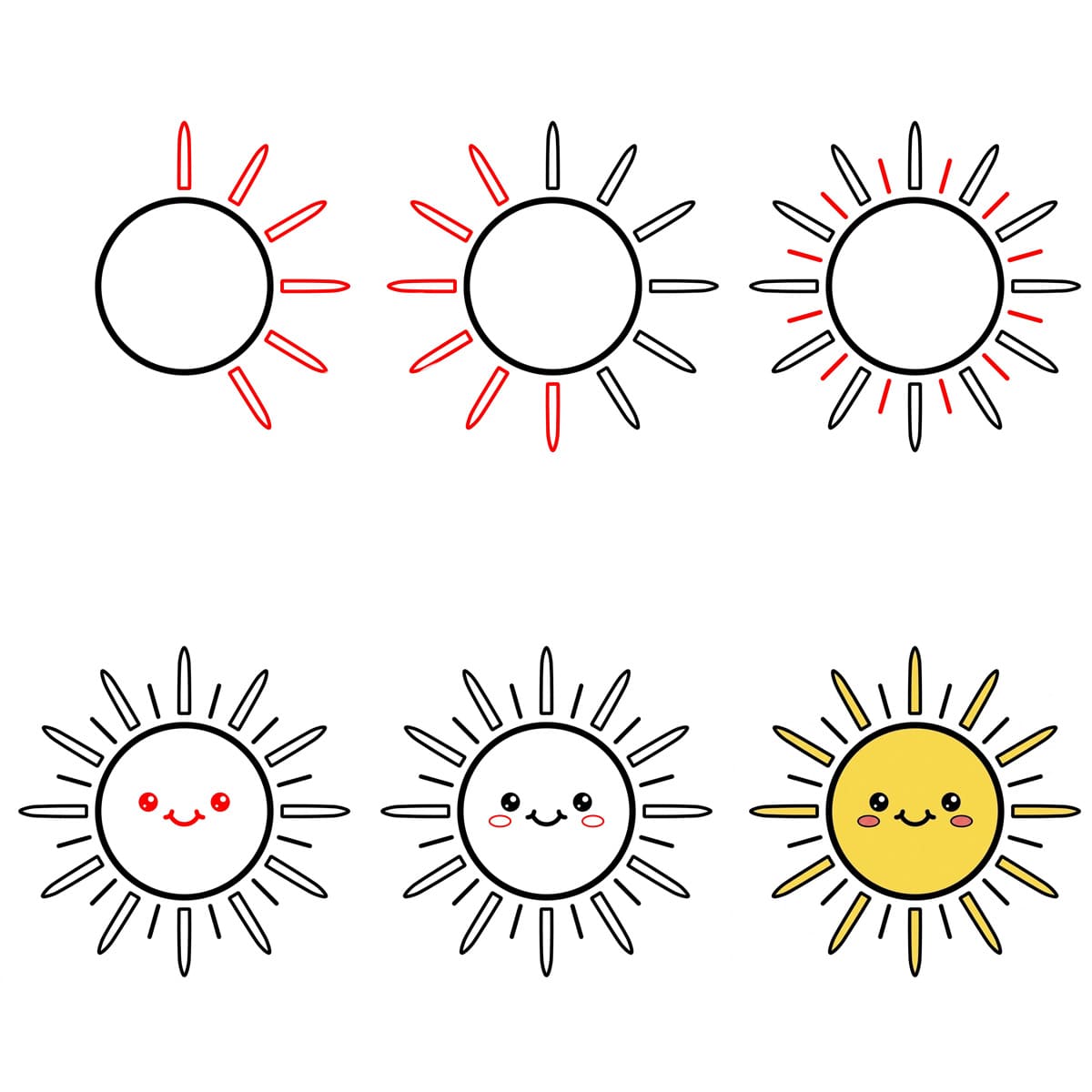Sonne Kawaii zeichnen ideen