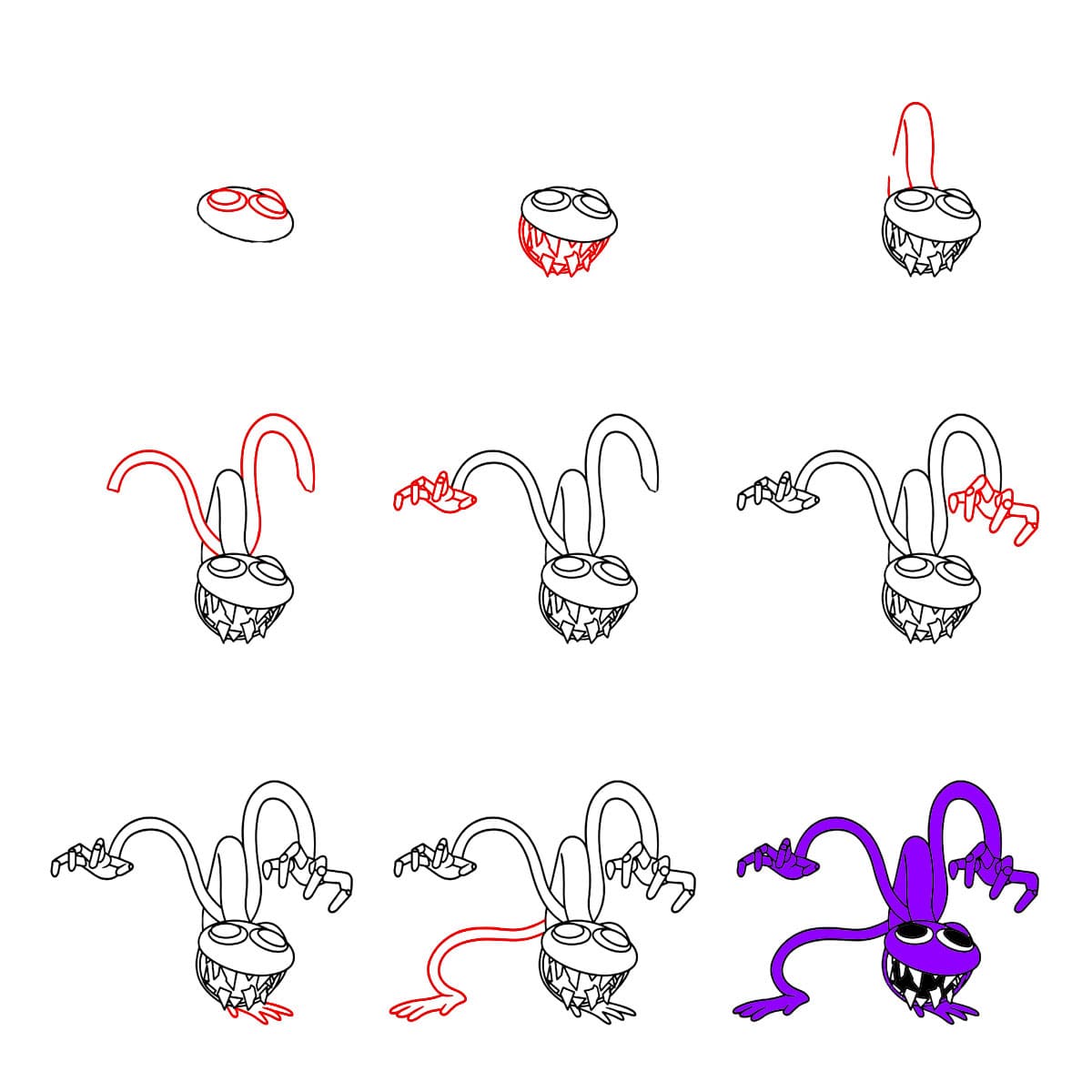 Beängstigend Purple Rainbow Friend zeichnen ideen