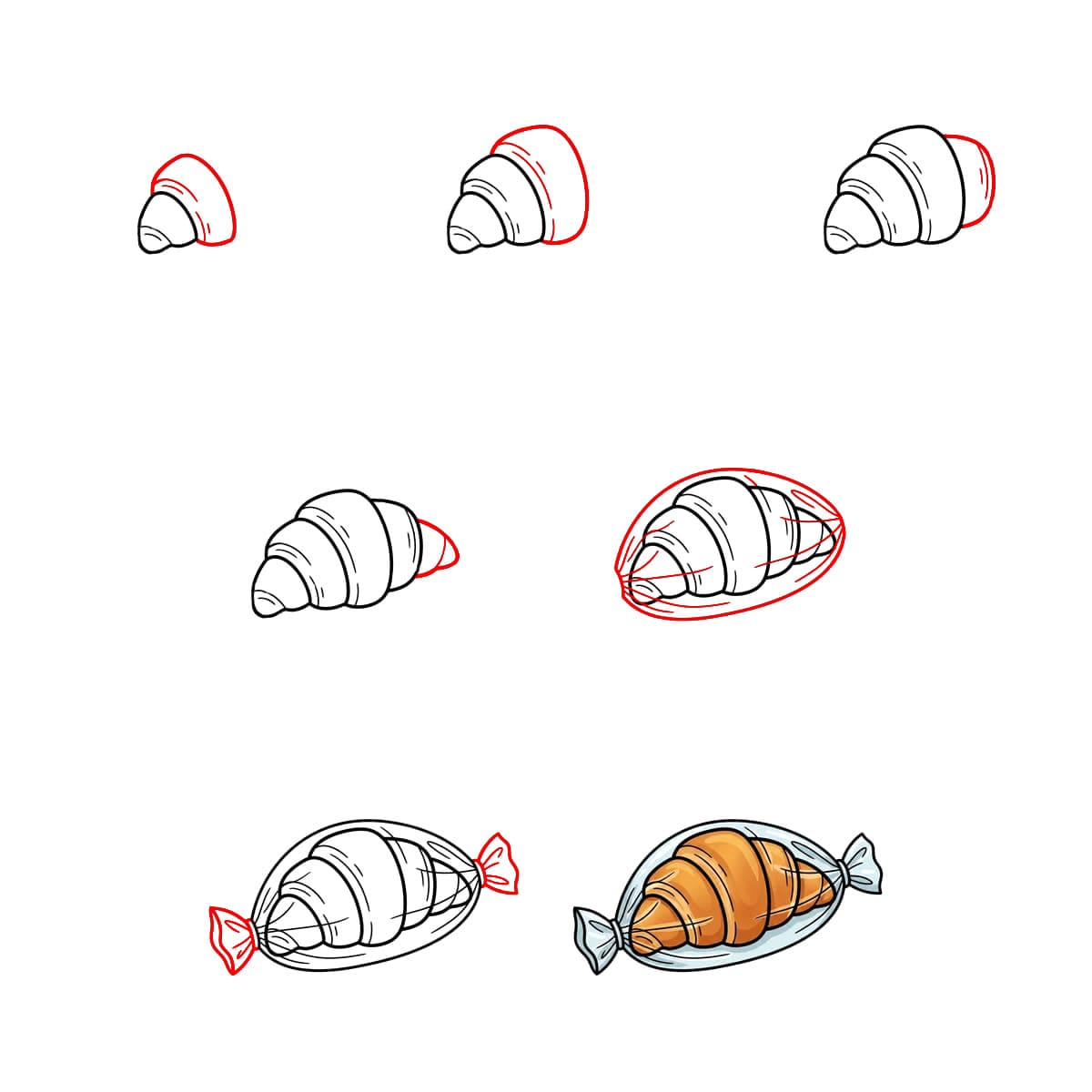 Croissant eingewickelt Bild zeichnen ideen