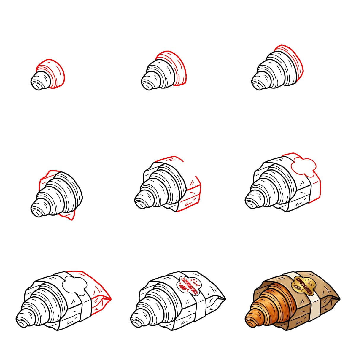 Croissant eingewickelt zeichnen ideen