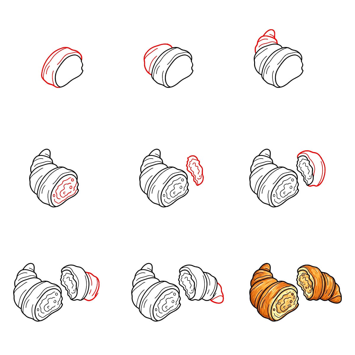 Croissant halbiert zeichnen ideen
