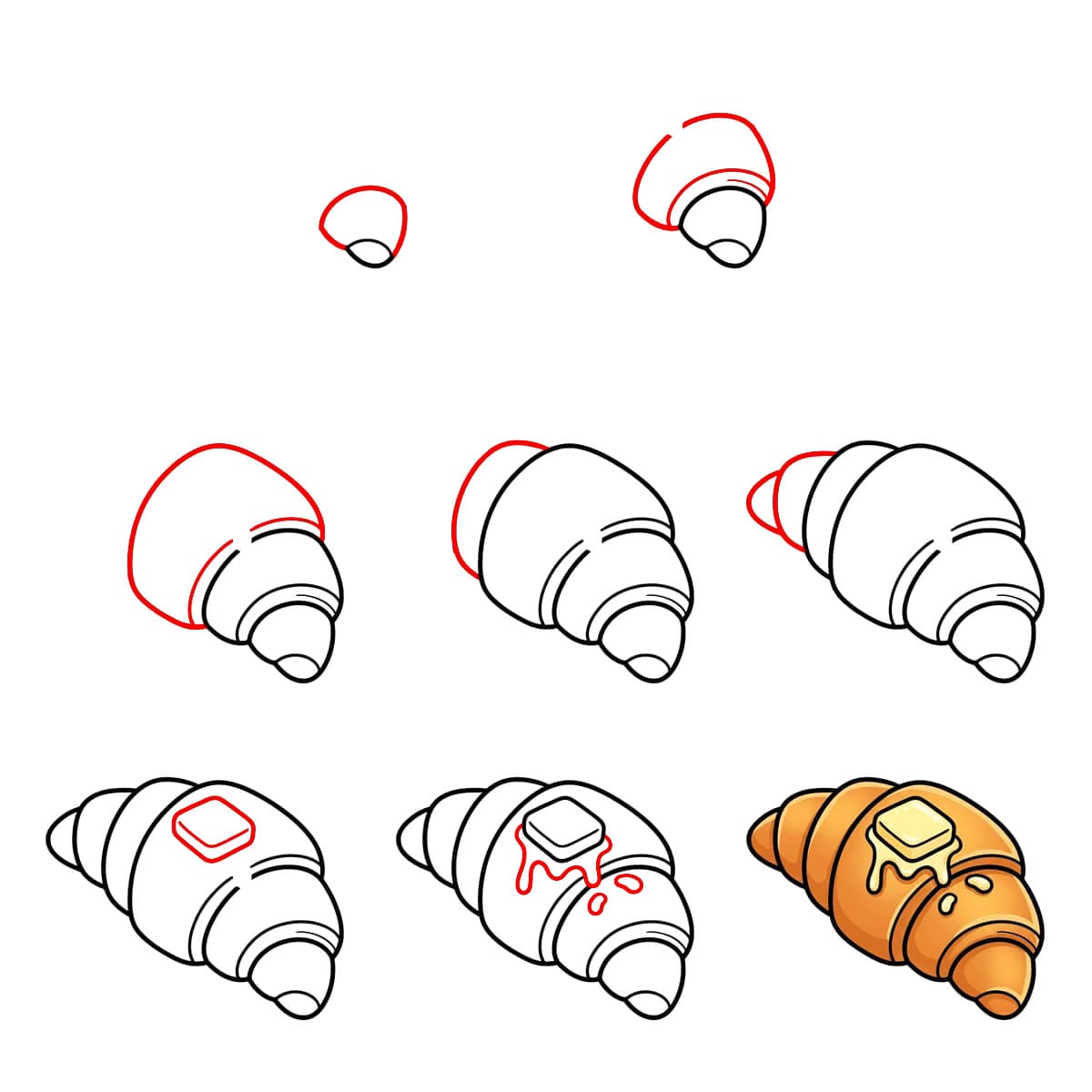 Croissant mit geschmolzener Butter zeichnen ideen