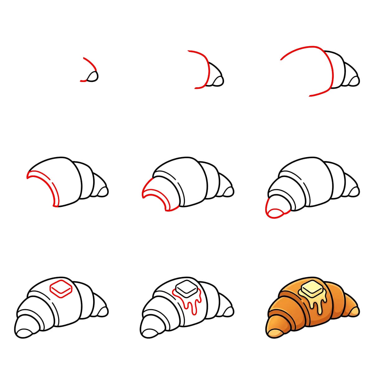 Croissant mit Puderzucker zeichnen ideen