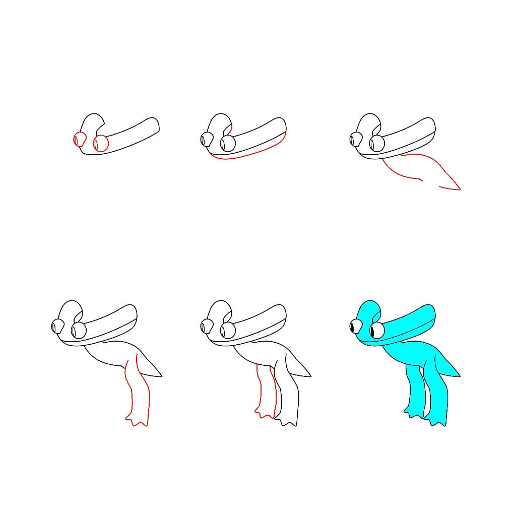 Drucke Cyan Rainbow Friend zeichnen ideen