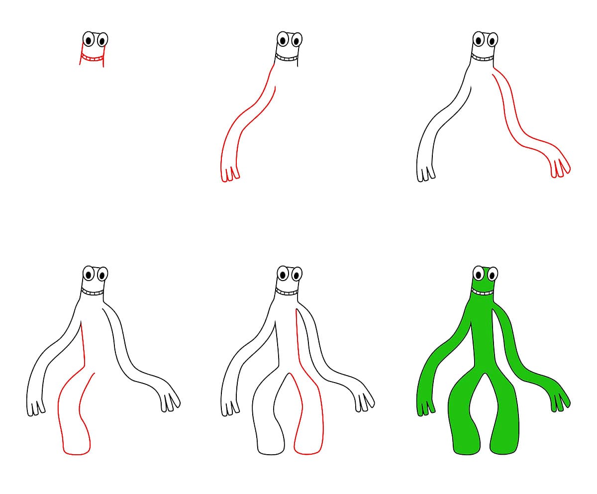 Einfacher Green Rainbow Friend zeichnen ideen