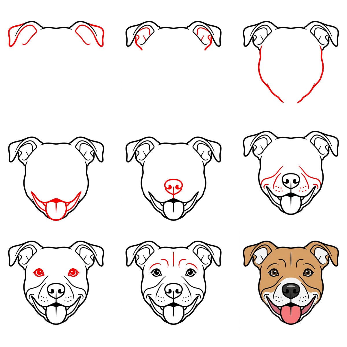 Glücklicher Pitbull zeichnen ideen