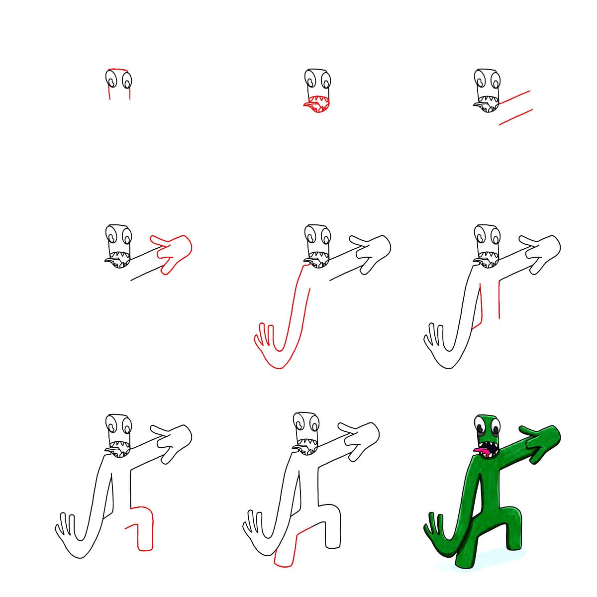 Green Rainbow Friend zeichnen ideen