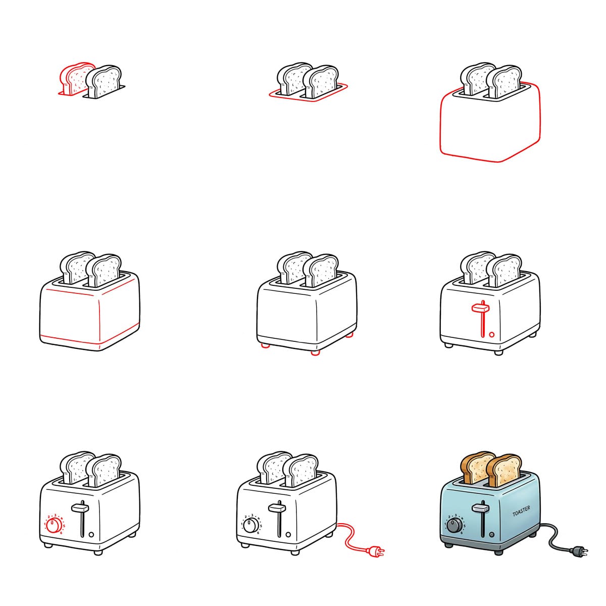 Kleiner Pastell Toaster zeichnen ideen