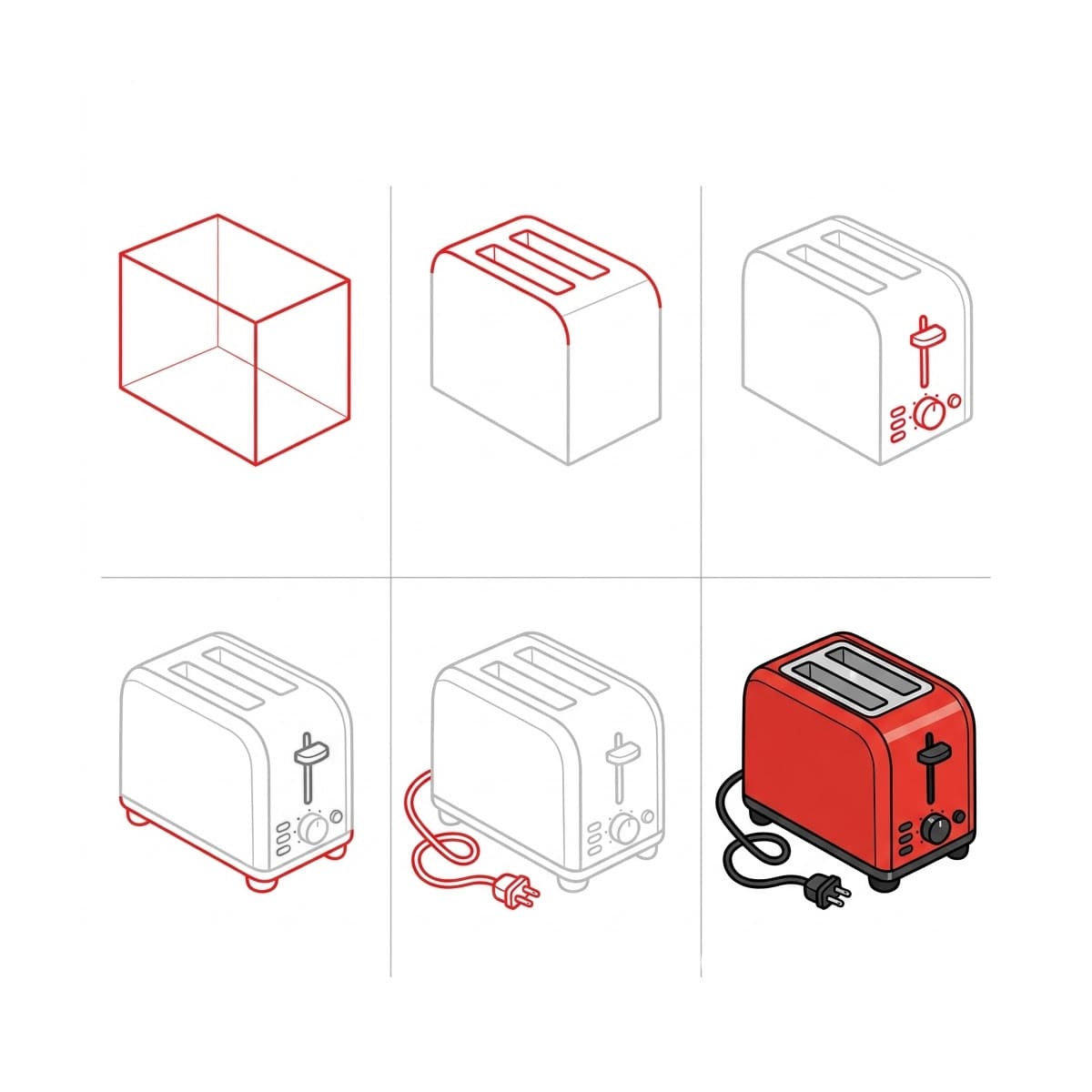 Kräftig roter Toaster zeichnen ideen