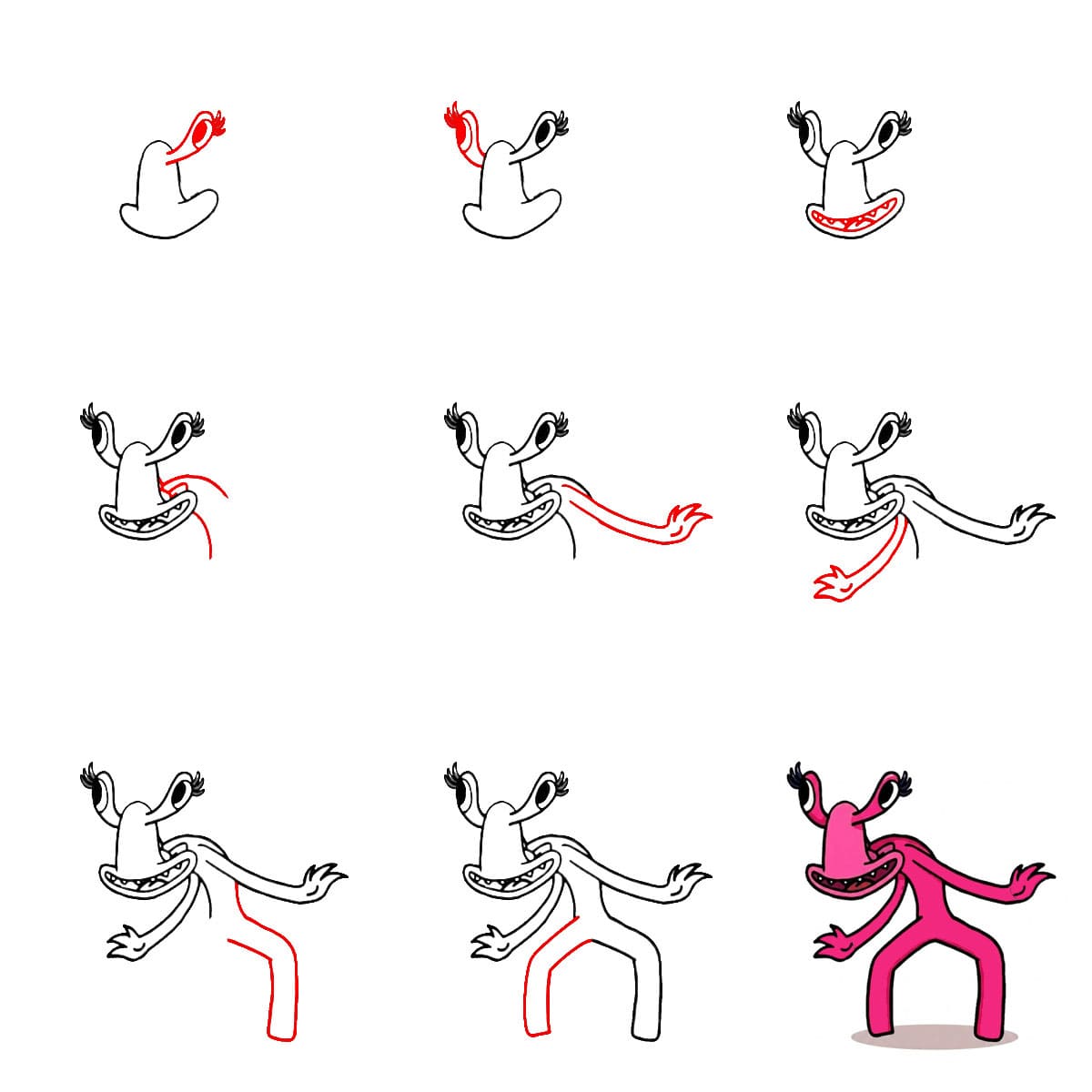 Pink Rainbow Friend kostenlos zeichnen ideen