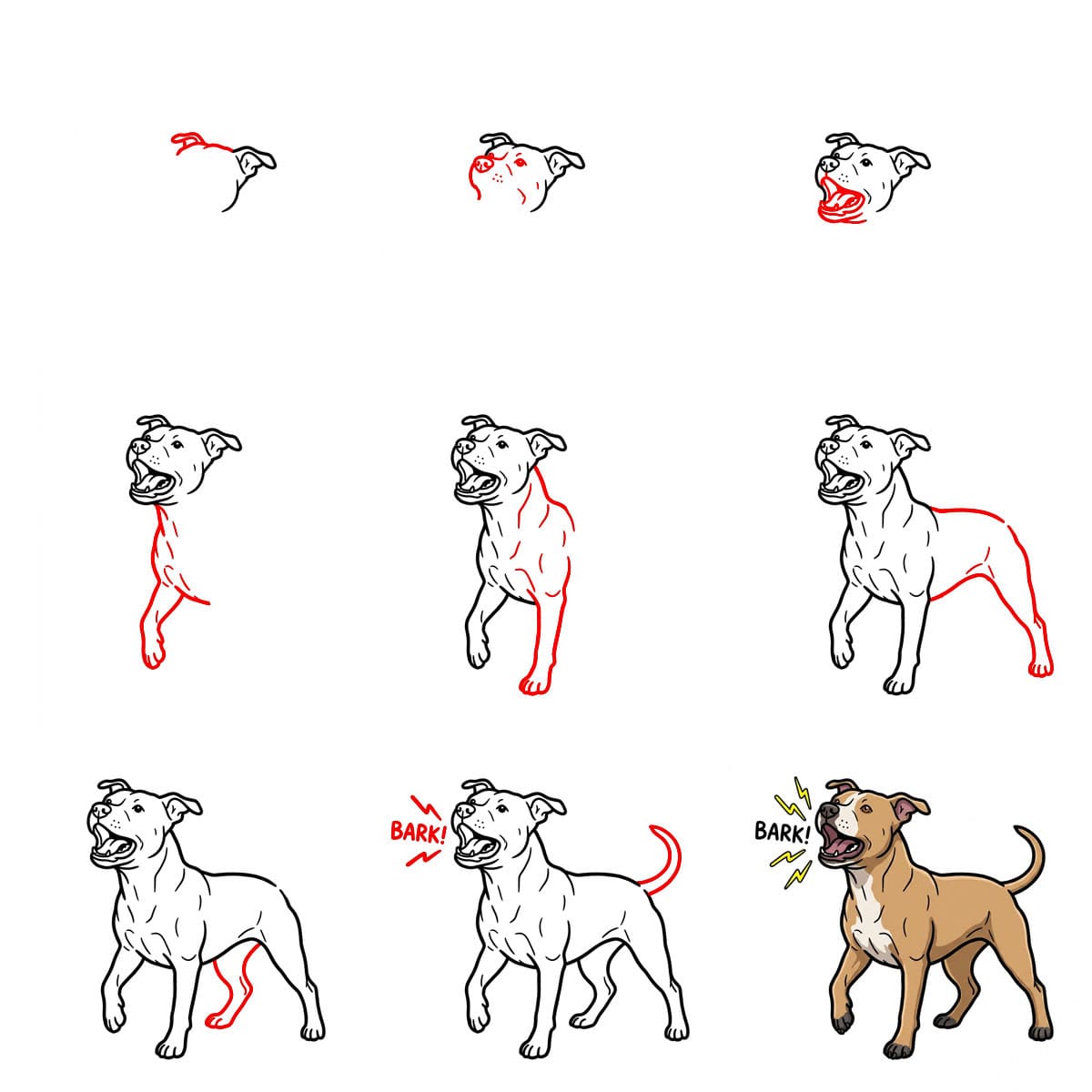 Pitbull bellt zeichnen ideen