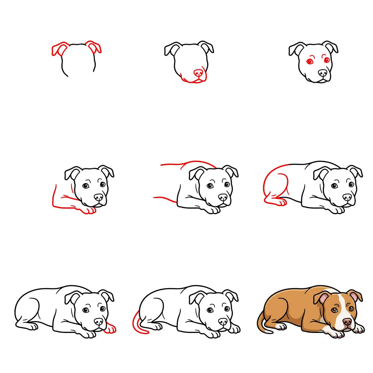 Pitbull liegt da zeichnen ideen