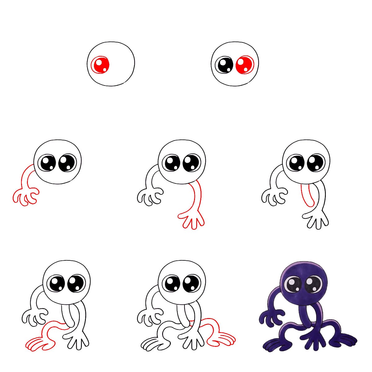 Purple Rainbow Friend kostenlos zeichnen ideen