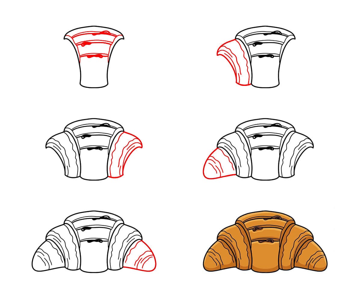Schokoladen Croissant zeichnen ideen