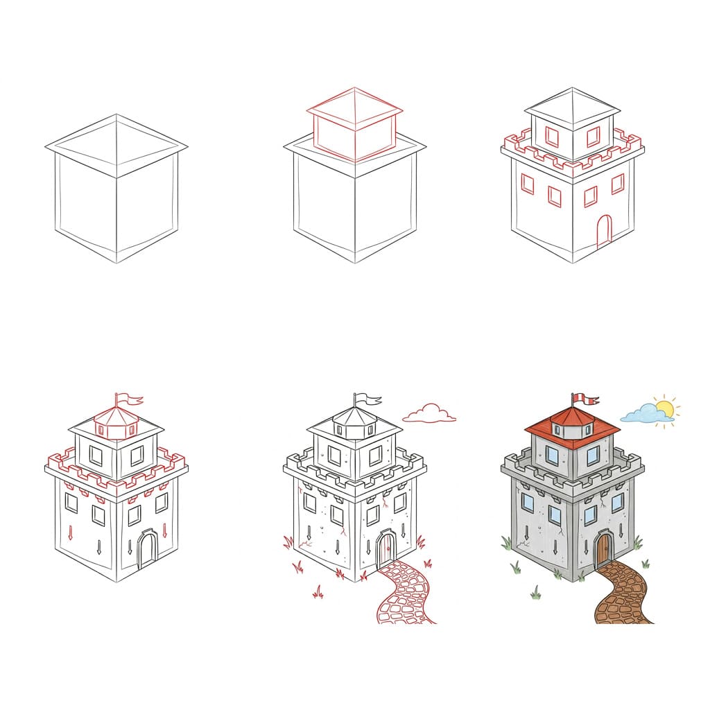 Steinturm zeichnen ideen