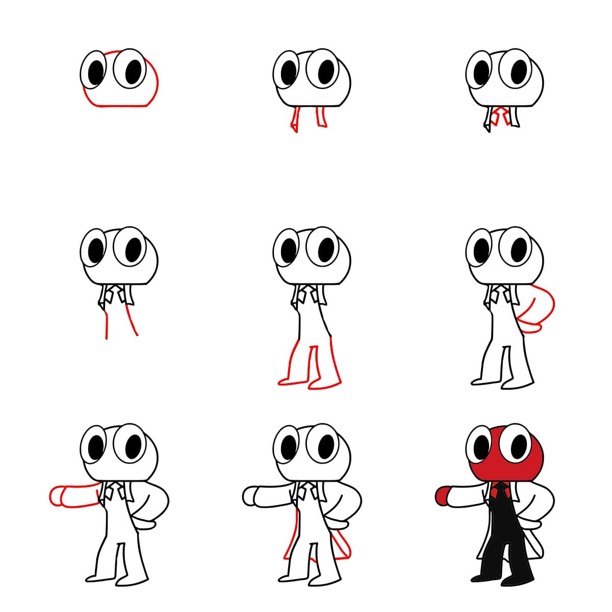 Süßer Red Rainbow Friend zeichnen ideen