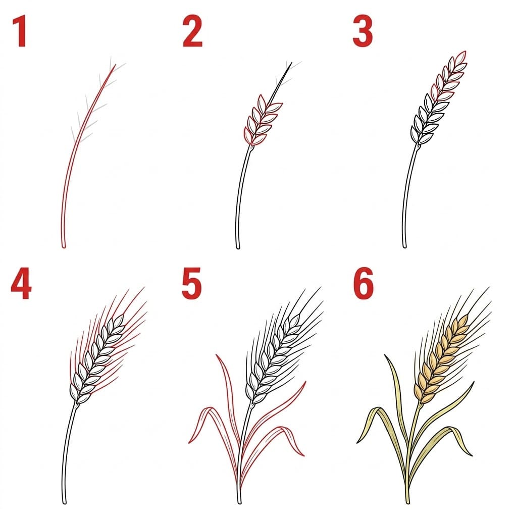 Weizenwachstumssequenz zeichnen ideen