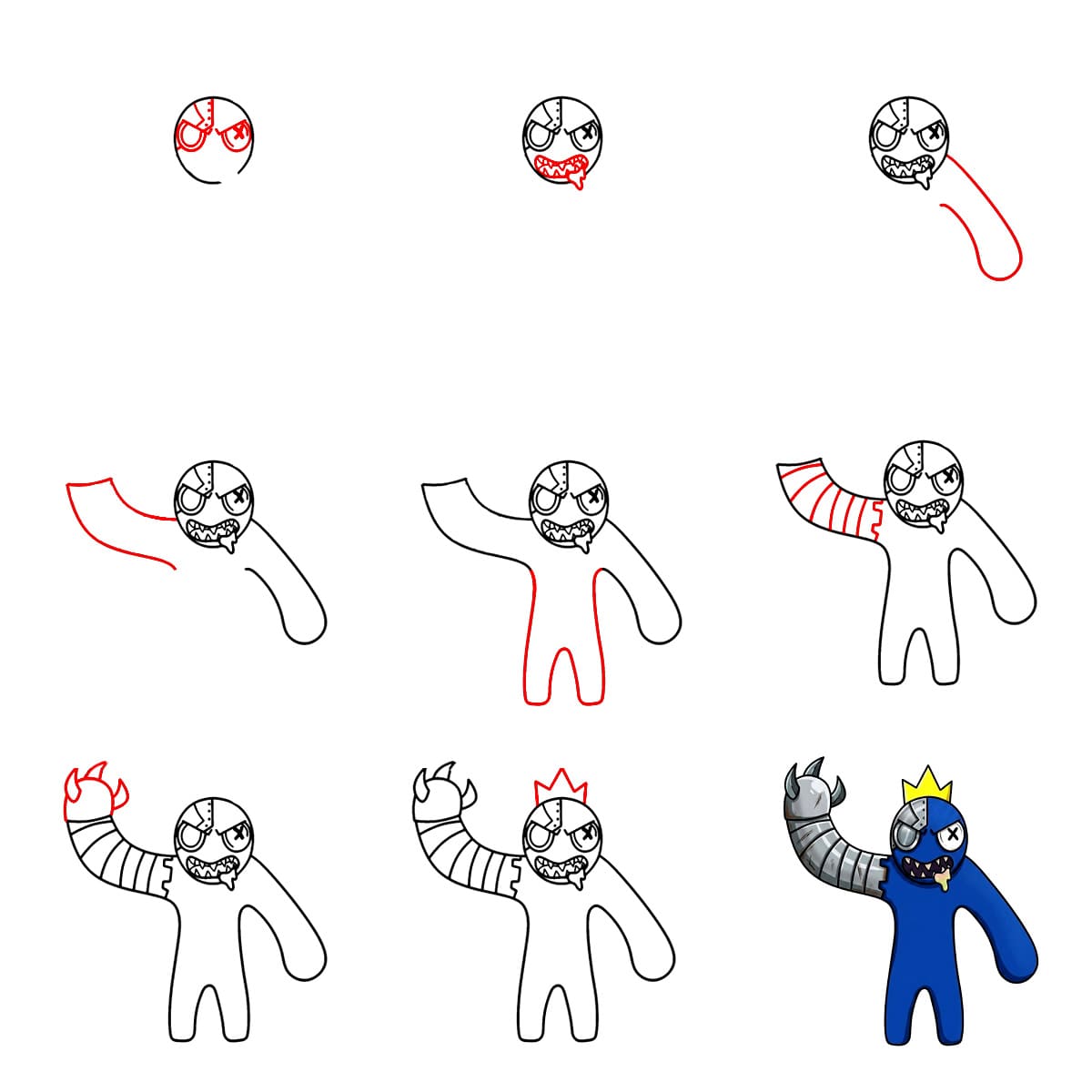 Wütender Blue Rainbow Friend zeichnen ideen