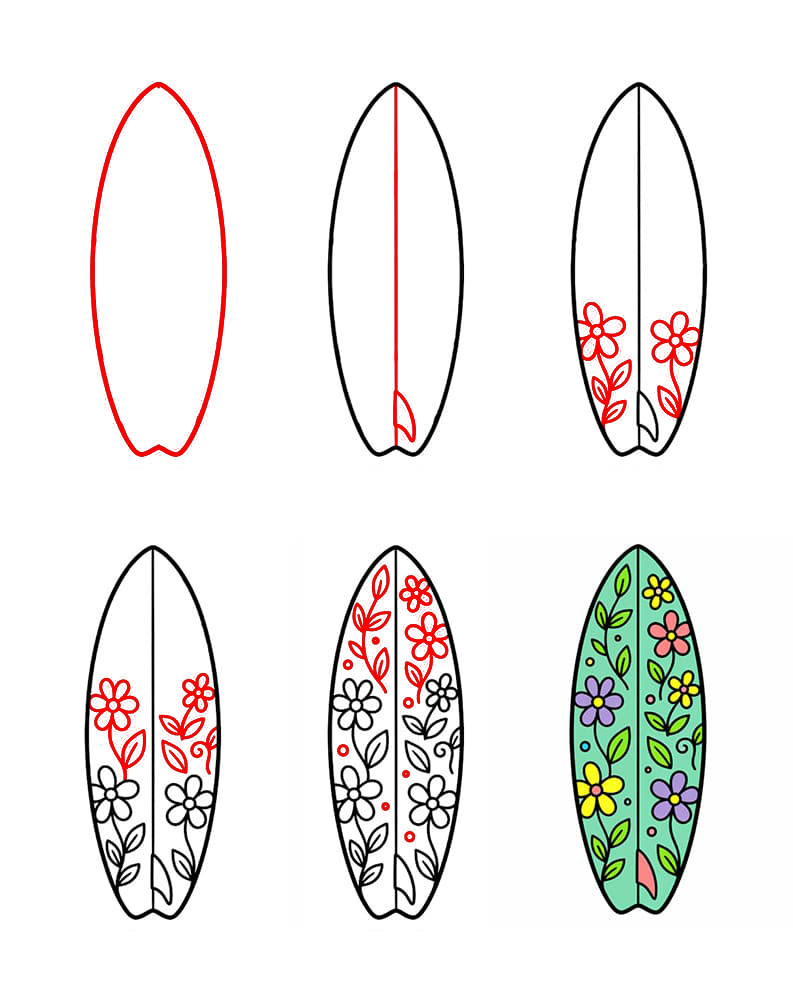 Blumen Surfbrett zeichnen ideen