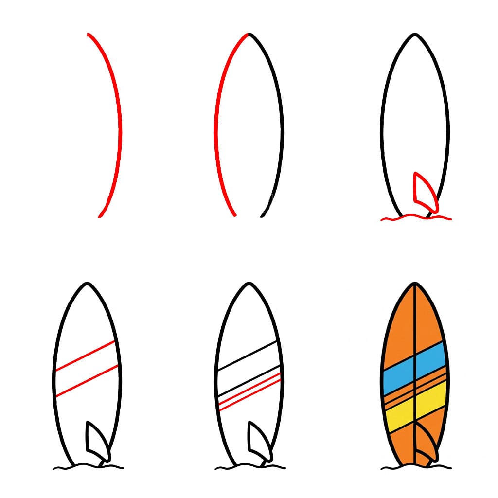 Dynamisches Diagonal Surfbrett zeichnen ideen