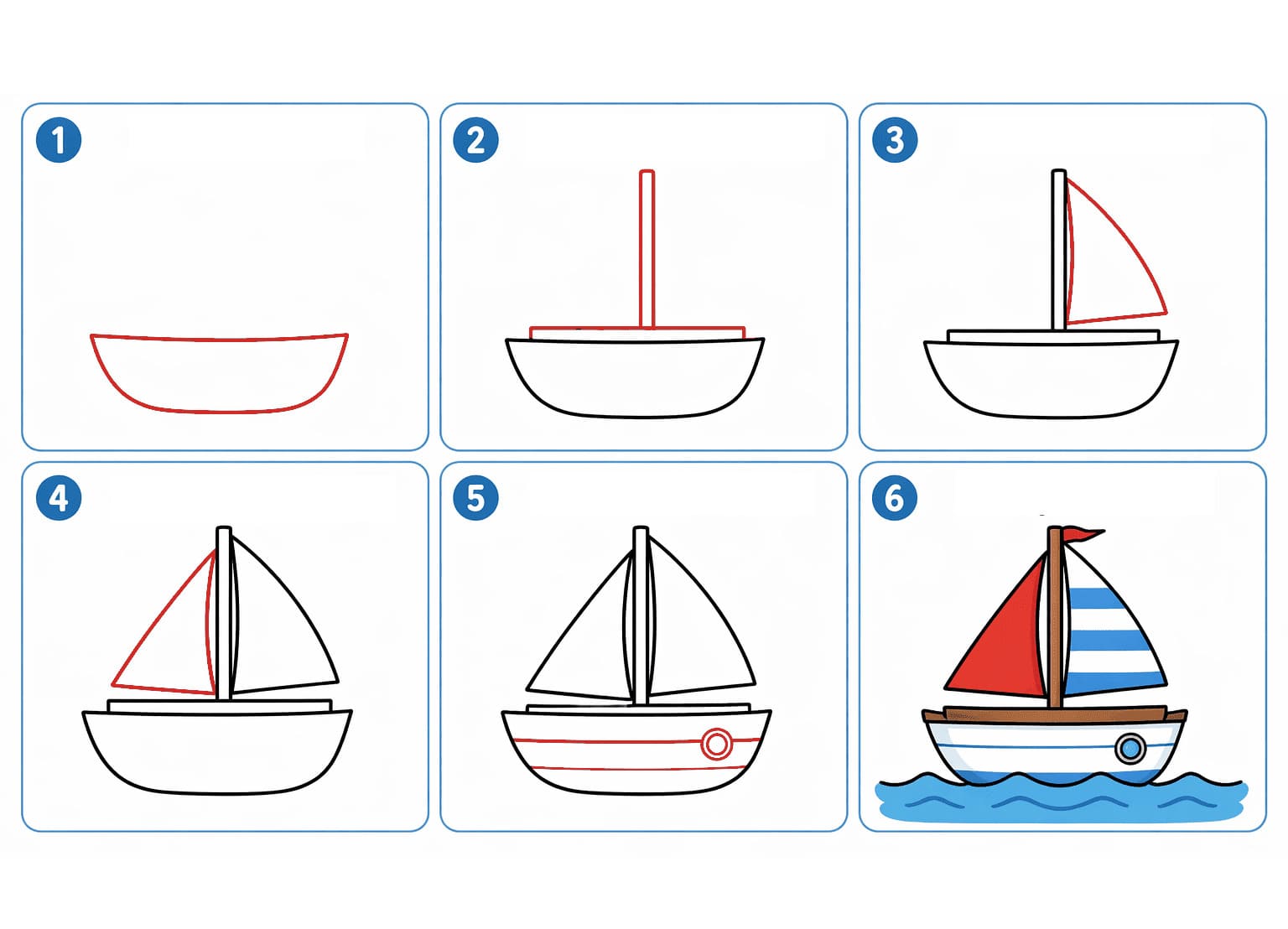 Karikatur Segelboot zeichnen ideen
