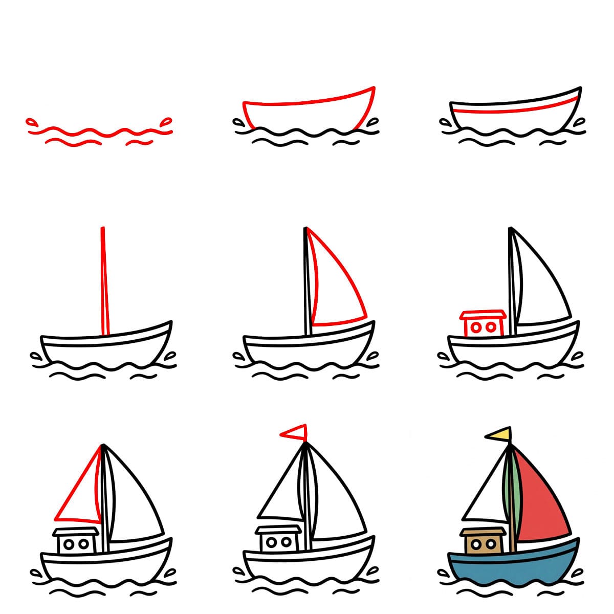 Kostenloses Segelboot Bild zeichnen ideen