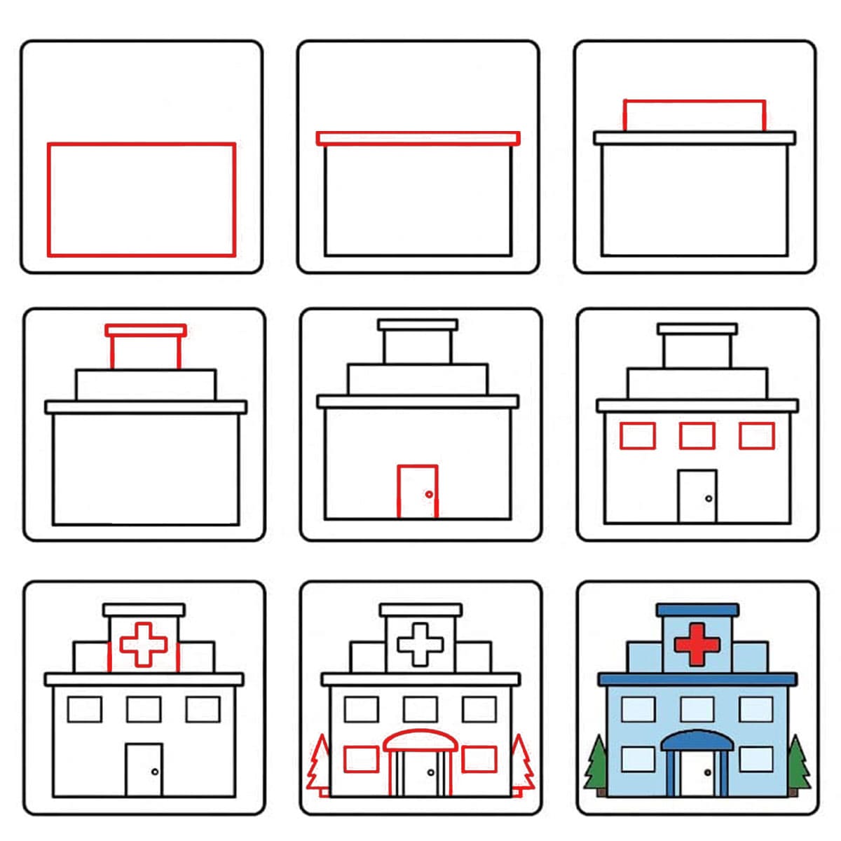 Modernes Krankenhaus zeichnen ideen